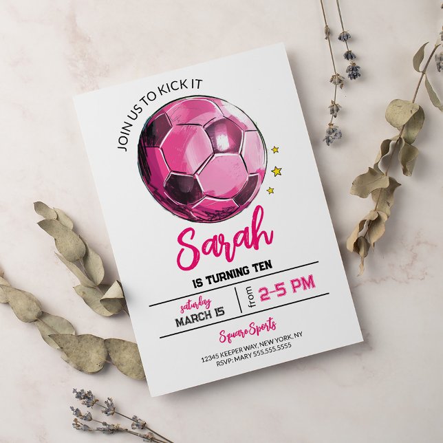 Invitación de cumpleaños a Chica de fútbol rosado (Subido por el creador)