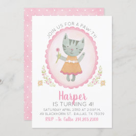 Invitación de cumpleaños a Chica de gato kittch ro