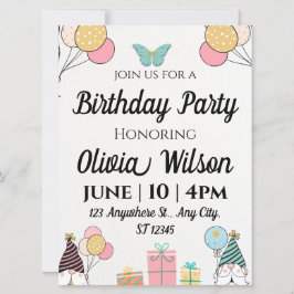 Invitación de cumpleaños a Chica de mariposa peque