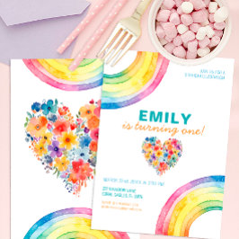 Invitación de cumpleaños a Chica floral del corazó