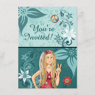 Invitación de cumpleaños a Chica hippie de la paz