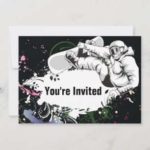 Invitación de cumpleaños a Chicas a Grunge Snowboa