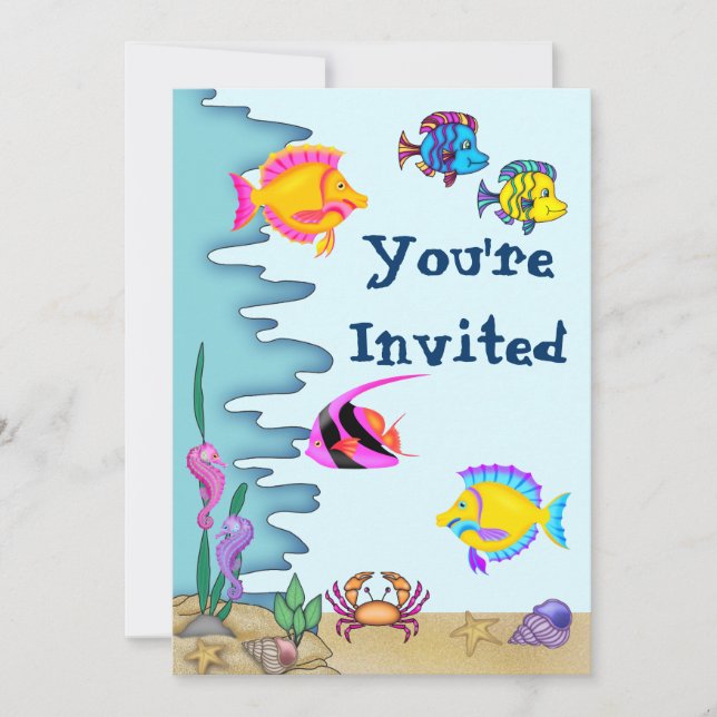 Invitación de cumpleaños a Chicas bajo el mar (Anverso)