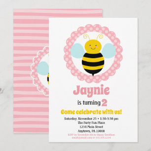 Invitación de cumpleaños a Chicas de abejas con bu