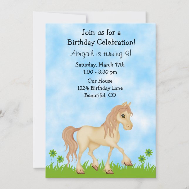 Invitación de cumpleaños a Chicas de caballos de C (Anverso)