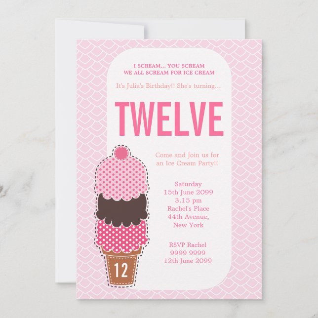 Invitación de cumpleaños a Chicas de Crema de Hiel (Anverso)