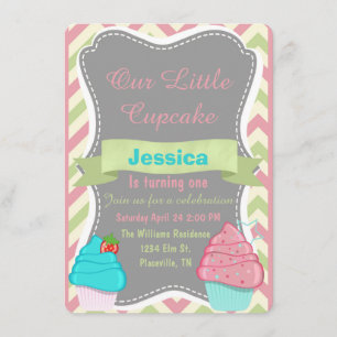 Invitación de cumpleaños a chicas de cupcake