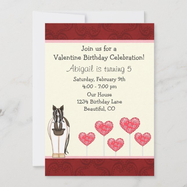 Invitación de cumpleaños a Chicas de Horse Valenti (Anverso)