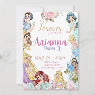 Invitación de cumpleaños a Chicas de Princesa Invi