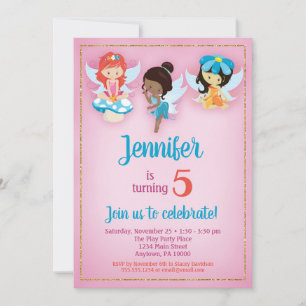 Invitación de cumpleaños a Chicas étnicos de Fairi