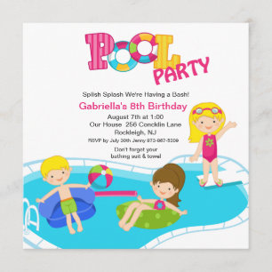 Invitación de cumpleaños a Chicas Fiestas de la pi