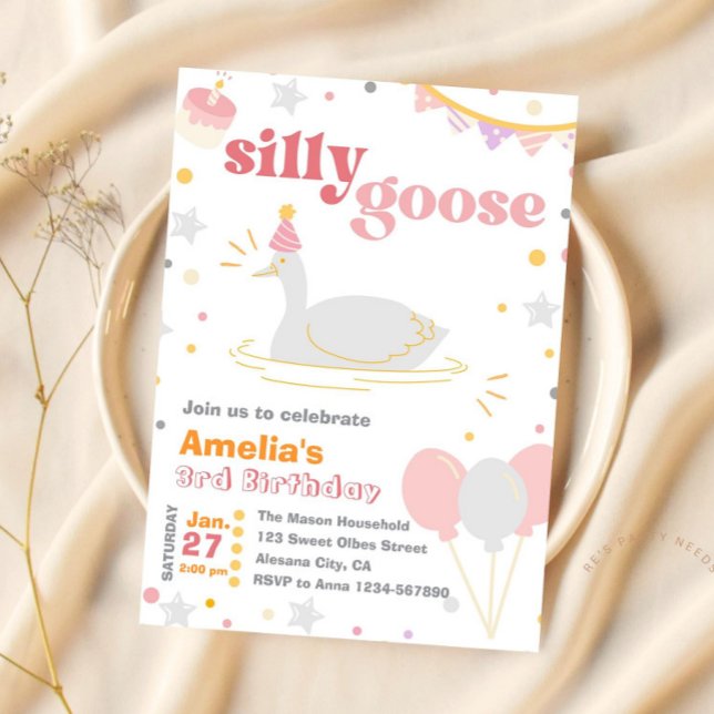 Invitación de cumpleaños a Chicas rosados de Goose (Subido por el creador)