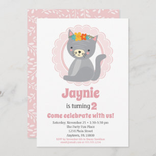 Invitación de cumpleaños a Chicas rosados de Gris 