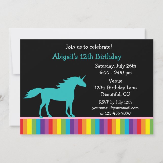 Invitación de cumpleaños a Chicas verde azulados d (Anverso)