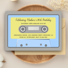 Invitación de cumpleaños a Cinta Retro de Cassette