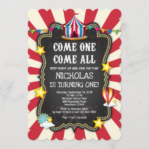 Invitación de cumpleaños a Circo de Vintage
