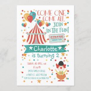 Invitación de cumpleaños a Circo neutral de género