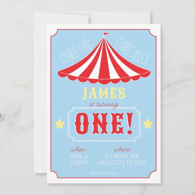 Invitación de cumpleaños a Circus (Anverso)