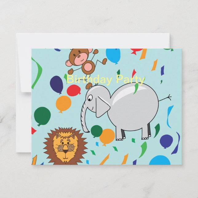 Invitación de cumpleaños a Circus Animals (Anverso)