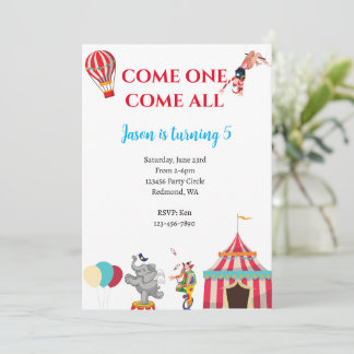 Invitación de cumpleaños a Circus | Invitación al 