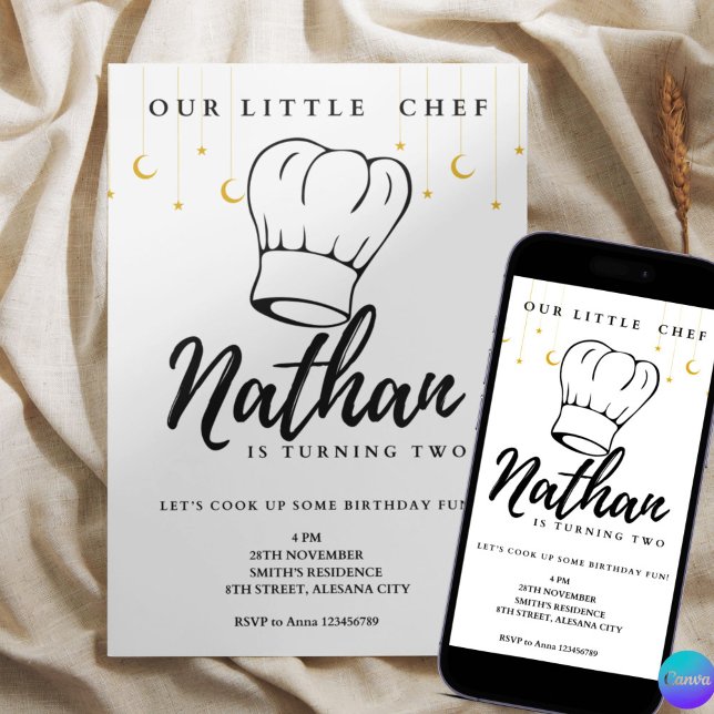 Invitación de cumpleaños a cocinar para niños horn (Subido por el creador)
