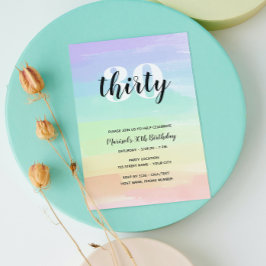 Invitación de cumpleaños a color de agua arcoiris