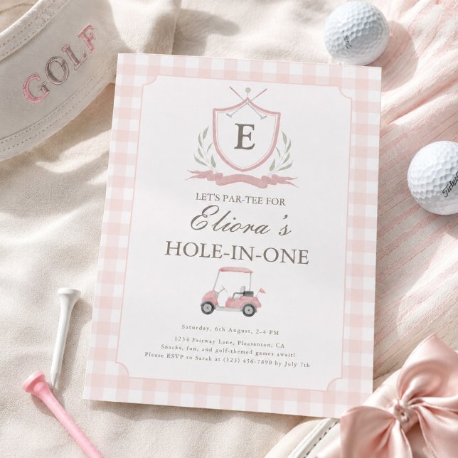 Invitación de cumpleaños a cuadros rosa con Hole i (Subido por el creador)