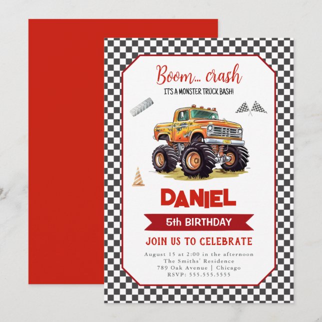 Invitación de cumpleaños a cualquier edad de Monst (Anverso / Reverso)
