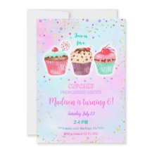 Invitación de cumpleaños a Cupakes Cute