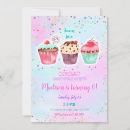 Invitación de cumpleaños a Cupakes Cute