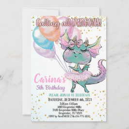 Invitación de cumpleaños a Cute Dragon