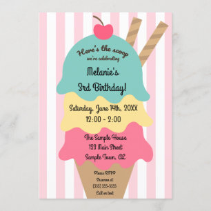 Invitación de cumpleaños a Cute Ice Cream