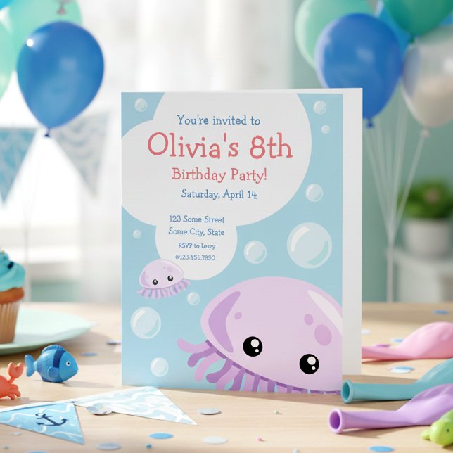 Invitación de cumpleaños a Cute Jellyfish (Subido por el creador)