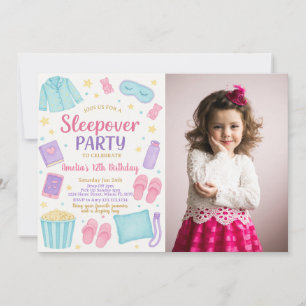 Invitación de cumpleaños a Cute Pastel Sleepover