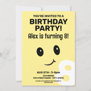 Invitación de cumpleaños a Cute Smiling Face