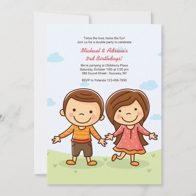 Invitación de cumpleaños a Cute Tots (Anverso)