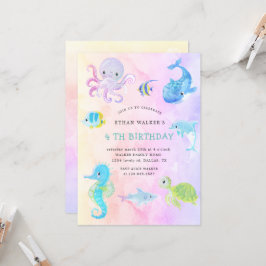 Invitación de cumpleaños a Cute Under Sea Watercol