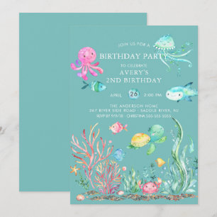 Invitación de cumpleaños a Cute Under the Sea