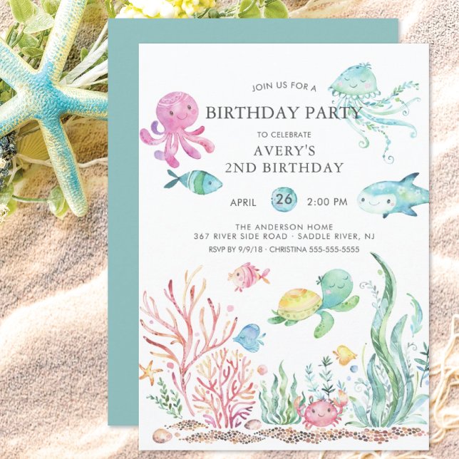 Invitación de cumpleaños a Cute Under the Sea (Subido por el creador)