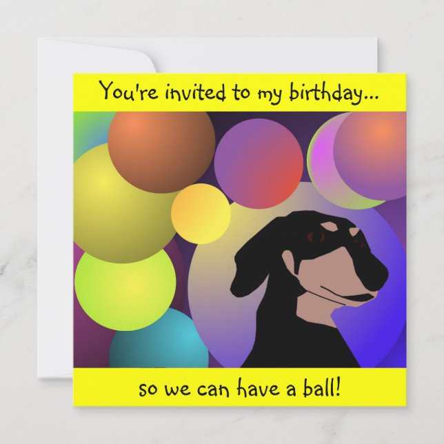 Invitación de cumpleaños a Dachshund (Anverso)