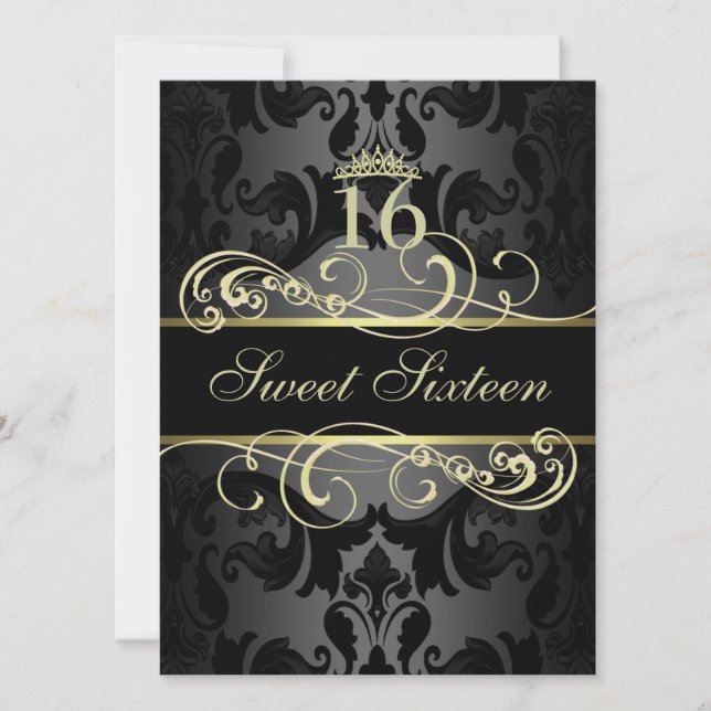 Invitación de cumpleaños a Damask Sweet de Swirl G (Anverso)