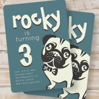 Invitación de cumpleaños a Dapper Puppy Dog Pug
