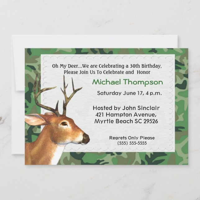Invitación de cumpleaños a Deer Hunter (Anverso)