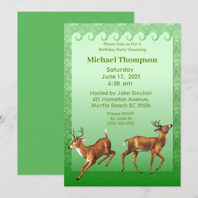 Invitación de cumpleaños a Deer Hunter (Anverso / Reverso)