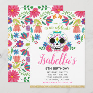 Invitación de cumpleaños a Dia de los Muertos