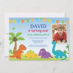Invitación de cumpleaños a Dino Fiesta de dinosaur