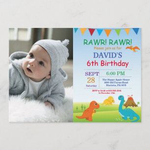 Invitación de cumpleaños a Dino Fiesta de dinosaur