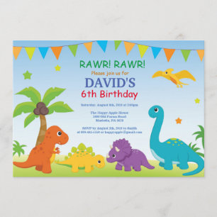 Invitación de cumpleaños a Dino Fiesta de dinosaur