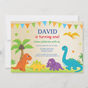 Invitación de cumpleaños a Dino Fiesta de dinosaur