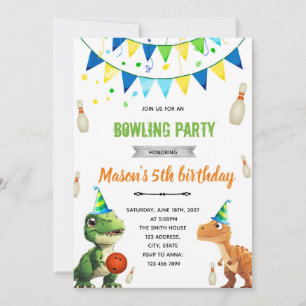Invitación de cumpleaños a Dinosaur Bowling
